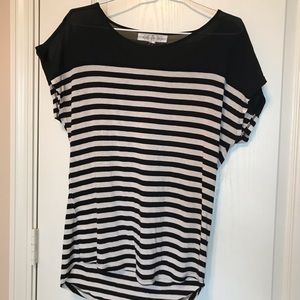 Short sleeved black striped shirt
